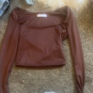 Elegant Brown Long Sleeve Top